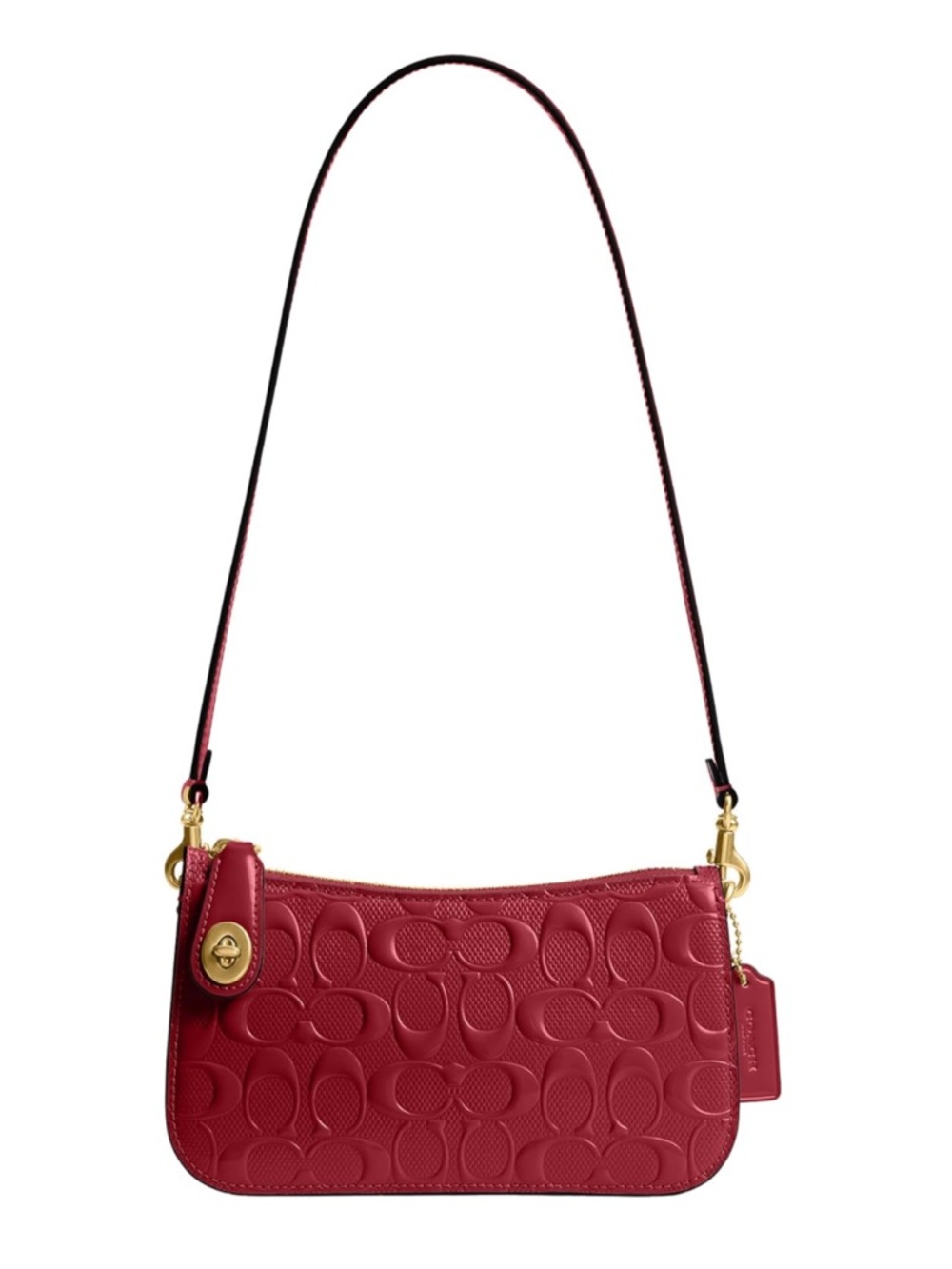 New Coach Red Embossed Leather Penn Shoulder Bag